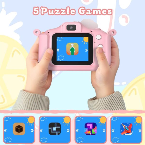 Kids Camera Toys for 3-12 Year Old Girls Boys,Children Digital Video Camcorder Camera, Upgrade Kids Selfie Camera, HD Kids Digital Video Cameras for Toddler with Cartoon Soft Silicone Cover - Image 4