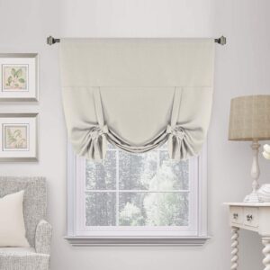 H.VERSAILTEX Kitchen Tie Up Curtain Thermal Insulated Tie Up Window Blind for Small Window Rod Pocket Panel - 42" Wide by 63" Long - Ivory/Cream