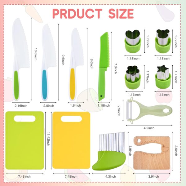 13 Pieces Montessori Kitchen Tools for Toddlers-Kids Cooking Sets Real-Toddler Toys Set for Real Cooking with Plastic Toddler Safe Knives Crinkle Cutter Kids Cutting Board - Image 7