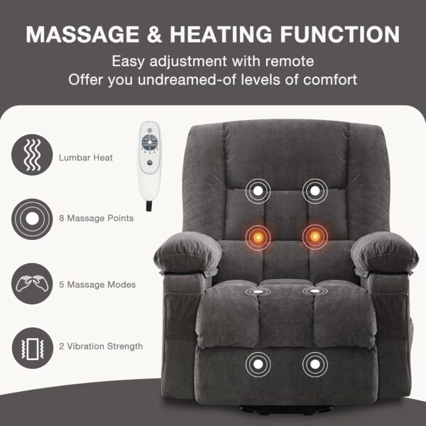 Power Lift Recliner Chair Recliners for Elderly with Heat and Massage Recliner Chair for Living Room with Infinite Position and Side Pocket,USB Charge Port - Image 3