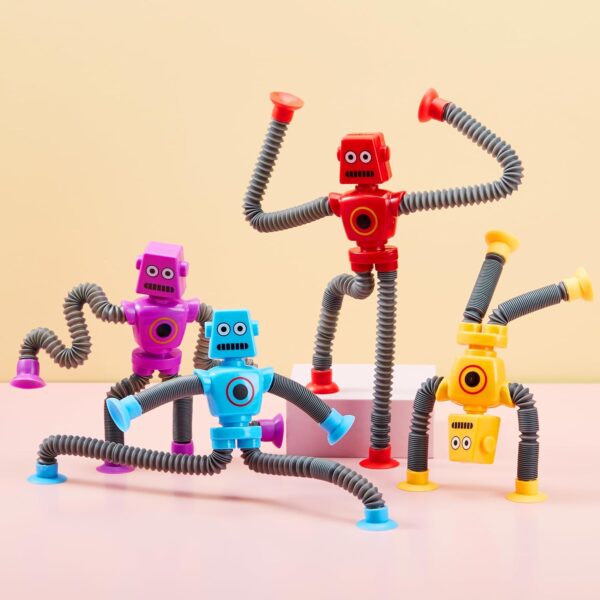 JOYIN Pop Tubes Robot Toys for Kids, 4 Pcs Sensory Toys for Year Old Ages 3 4 5 6 7 8 9 10 Fidget Toys Birthday Gift for Toddler Boys Girls Adults Travel Toys Stocking Stuffers Party Favors - Image 7