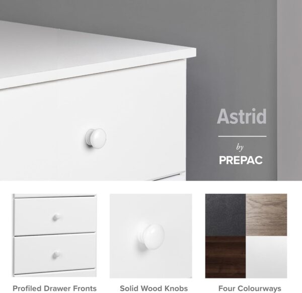 Prepac Astrid Simplistic 4-Drawer Dresser for Bedroom, Functional Bedroom Dresser Chest of Drawers 16" D x 30" W x 36.25" H, White, WDBR-0401-1 - Image 6