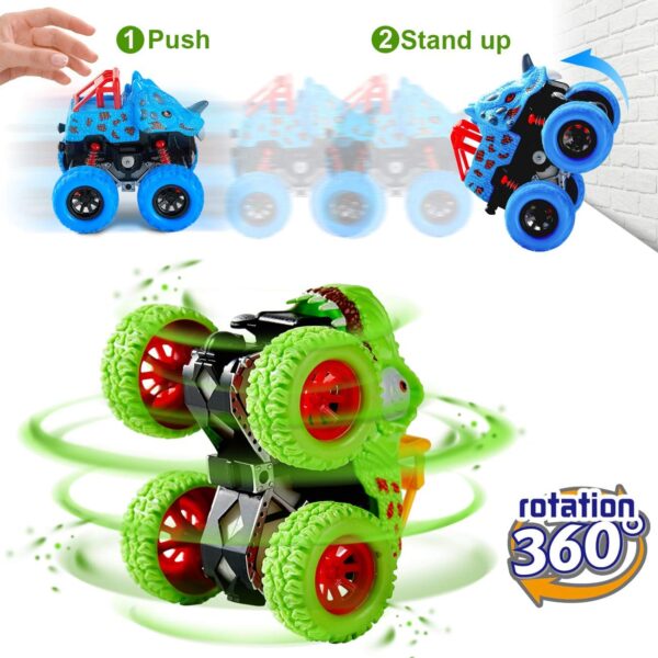 LODBY Dinosaur Toys for 2 3 4 5 Year Old Boys , Pull Back Vehicles Toys Monster Truck for Toddler Boys Age 2-4-6, Dino Cars for Kids 3-5 Year Old Christmas Birthday Gifts - Image 5