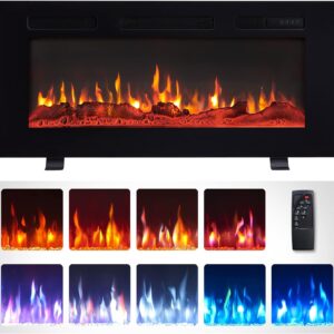 Efiretric® Grace 36" W 3 in 1 Electric Fireplace (EF449), Freestanding, Wall Mounted, Recessed, 9 Colors Flame Effect, TV Media Wall, Heater 750W/1500W, Remote Control