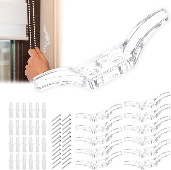 12pcs Cord Cleats for Blinds Rope Curtain Cord Cleats with Screws Plastic Blind Cord Cleats Safety Transparent Blind Cord Window Blind Accessories Hooks Safety Kits for Window Blinds Sun Shades Ropes