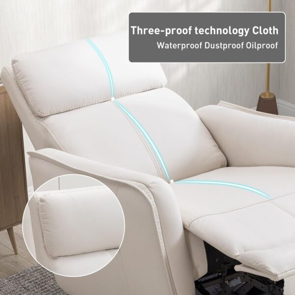 ANJ Swivel Recliner Chair, Glider Rocker Recliner for Nursery, Power Rocker Recliner Chair with USB Port, Upholstered Leathaire Electric Rocking Chair for Living Room, Bedroom, Beige - Image 7
