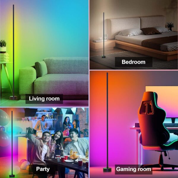Corner Floor Lamp - Smart RGB LED Corner Lamp with App and Remote Control, 16 Million Colors & 68+ Scene, Music Sync, Timer Setting - Ideal for Living Rooms, Bedrooms, and Gaming Rooms - Image 7