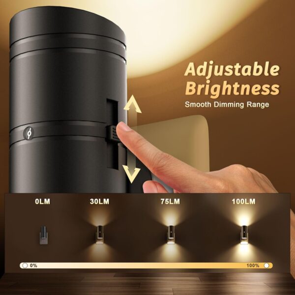 Night Light, Night Lights Plug into Wall with Dusk to Dawn Sensor, 0-100LM Adjustable Brightness, Warm White 3000K, Shine Up and Down Dimmable Night Light for Hallway Bedroom Bathroom 2 Pack - Image 4