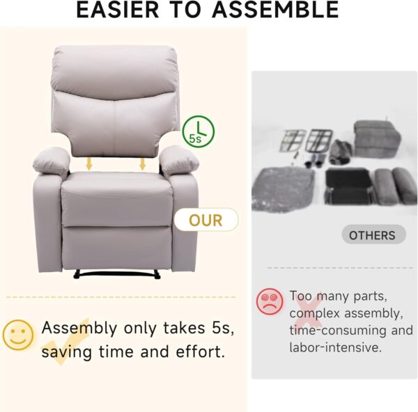 Manual Recliner Chairs for Adults, Lazy Boy Recliner Chair with Tech Cloth, Small Recliner Chair for Small Space, RV, Light Grey - Image 5