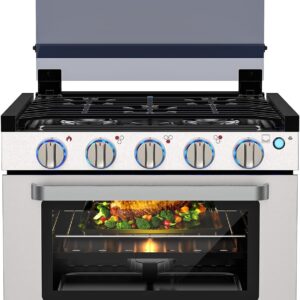 CAMPLUX RV Stove Gas Range 17 inches Tall, Gas Range Oven with 3 Burners Cooktop for RV, RGS17MSF, Stainless steel