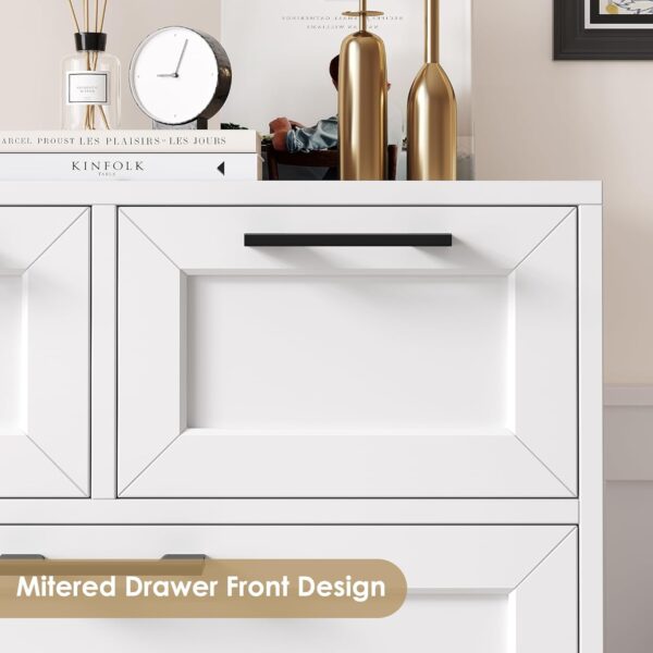 Dresser for Bedroom, White Dresser, Tall Dresser with 6 Drawers, Trapezoidal Design Chest of Drawers, Bedroom, Hallway, Entryway - Image 6