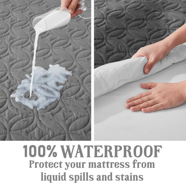 BEDLORE Waterproof Mattress Protector, Queen Size Mattress Pad Noiseless with Deep Pocket 6"-18" Depth, Soft Breathable Dirt-Proof Bed Mattress Cover Washable for Home, Bedroom, Hotel (Gray) - Image 3