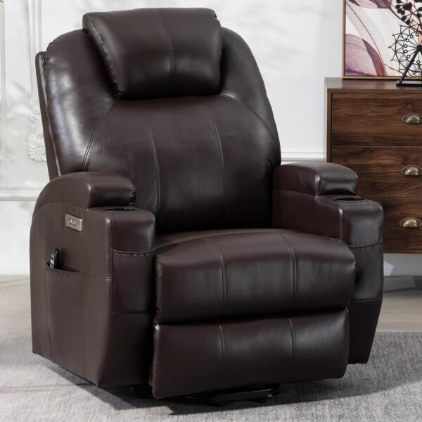 LUXLEN Power Lift Recliner Chair, Heavy Duty Motion Mechanism with 8-Point Vibration Massage and Lumbar Heating, Cup Holders, USB and Type-C Ports, Removable Cushions, Grey - Image 4