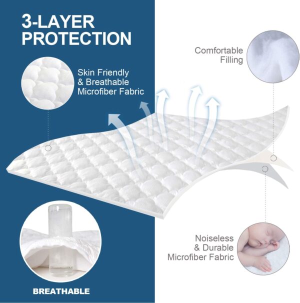 Queen Mattress Pad Thick Quilted Mattress Topper Air Mattress Cover, Super Soft Breathable and Noiseless Down Alternative Fiber Extra Thick Mattress Pad with Deep Pocket Fits up to 23 Inch Mattress - Image 3