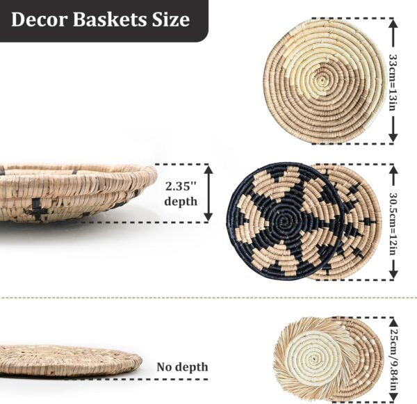 COYACOOL Hanging Woven Wall Basket Decor - Wicker Wall Baskets Decor Boho Flat set of 7 – Boho Wall Decor Art - African Baskets For Wall - Seagrass Basket Round Boho Wall Decor - Image 2