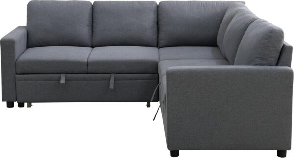 4-in-1 Convertible Sofa Couch with Pull Out Bed and Storage Sectional Sleeper Sofa with Reversible Chaise for Living Room, Apartment, Bedroom, Office,Movie Room, Guestroom, Dormitory - Image 6