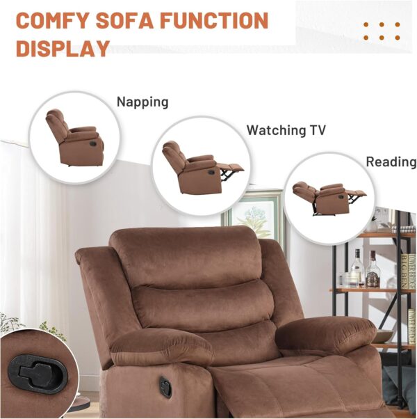 ANJHOME Manual Recliner Chair with Overstuffed Arm and Back, Comfy Fabric Reclining Single Sofa for Living Room - Image 5