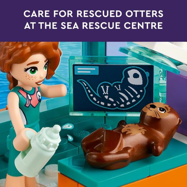 LEGO Friends Sea Rescue Center 41736 Building Toy for Ages 7+, with 3 Mini-Dolls, 2 Otters, a Seahorse, Turtle and Water Scooter, a Great Birthday Gift for Pretend Ocean Rescue Play - Image 4