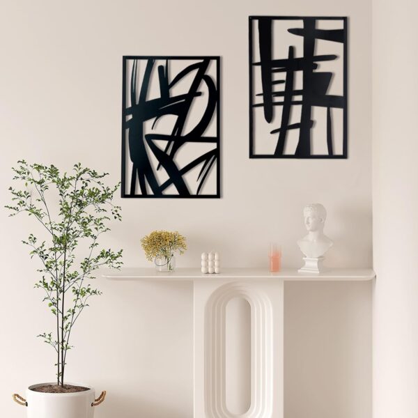 OYEFLY 4 Pack Abstract Metal Wall Art,Minimalist Art Decoration for Living Room Bedroom Bathroom Study (Black, 16 x 11inch) - Image 6