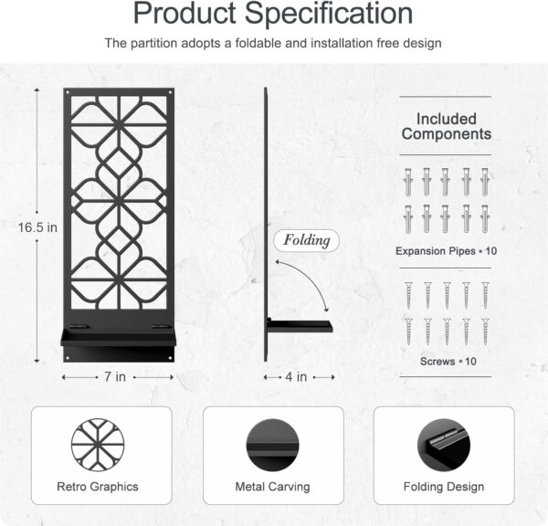 Black Metal Wall Candle Holder Minimalist Retro Line Metal Wall Art Decor Black Rustic Wall Art Decor for Living Room Dining Room Bedroom Bathroom (2 Pack, 16.5 x 7 in) - Image 2