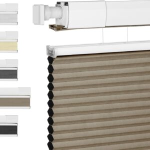 No Tools No Drill Honeycomb Blinds Top Down Bottom Up Cellular Shades No Screw Tension Blinds for Windows Easy to Install Custom Size (Blackout) Dark Brown