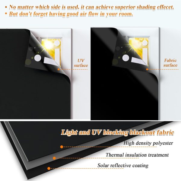 LUCMO Blackout Blinds 138" x 57", 100% Blackout Blind Curtain for Window, No Drill Portable Blackout Shades Film for Bedroom, Cut to Any Size, Nursery Black Out Blinds for Baby Travel Temporary - Image 3
