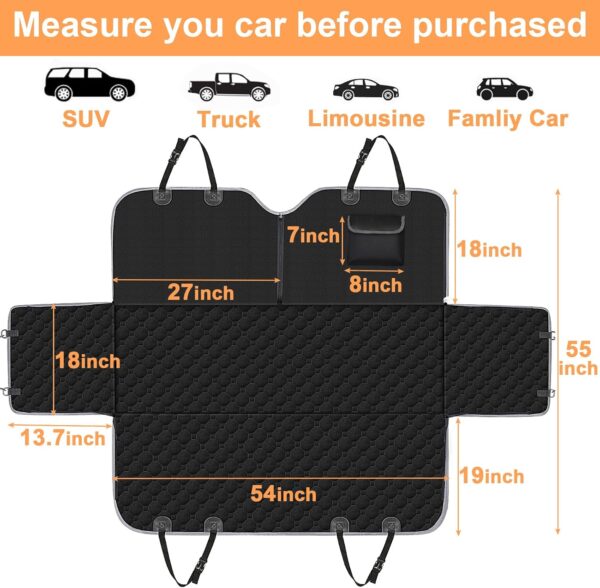 Mancro Dog Car Seat Cover for Back Seat, Waterproof Car Seat Protector for Dogs with Side Flaps, Scratchproof Dog Backseat Cover, Durable Nonslip Dog Hammock for Sedans, Trucks, SUVs, Standard - Image 6