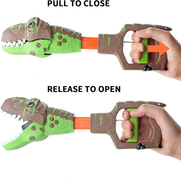 DINOBROS Dinosaur Chomper Toys for Kids with 3 Roar Sounds and Light Jurassic Dinosaurs Grabber Claw T-Rex Reacher Robot Hand Pincher Dino Snapper - Image 3