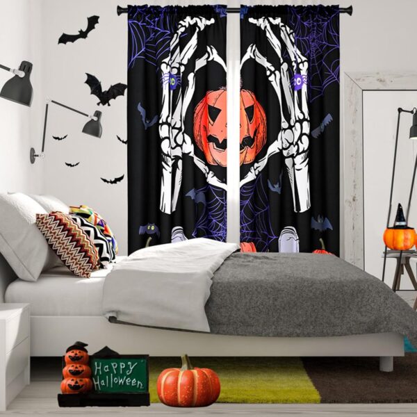 Alishomtll Halloween Window Curtains, Halloween Fluorescen Curtains for Bedroom Living Room Halloween Decorations, Halloween Spider Web Pumpkin Home Window Treatments, 52 x 63 Inch - Image 5