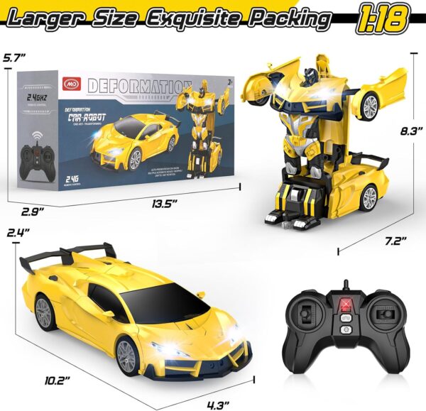 Remote Control Car, Transform Robot RC Cars with Cool Headlights, 2.4Ghz Kids Toys Car with 360 Degree Rotation and One-Button Deformation, Christmas Birthday Gifts for Boys Girls - Image 7