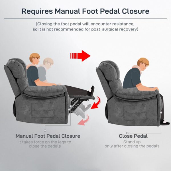 Recliner Chair Massage Heated Modern Ergonomic Lounge Single Sofa Seat Living Room Gravity Recliners Elastic Foam Filling 2 Cup Holders & Side Pocket - Image 6