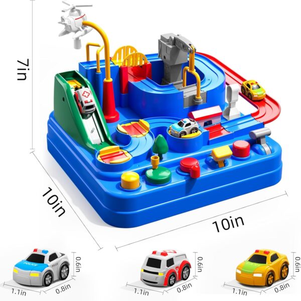 TEMI Boys Toys Car Track, Kids Race Track City Rescue Toy for 3 4 5 6 7 Years Old Boys Girls - Car Toys with 3 Cars, Car Track Toys for Boys Age 3, Birthday Gifts Toys for Boys 3-5 Years Old - Image 2