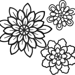 Moxweyeni 3 Pieces Metal Flowers Wall Decoration, Metal Rustic Wall Art Decoration Farmhouse Wall Decorations Multiple Floral Hanging Decoration for Bathroom Home Office(Black, Modern Style)