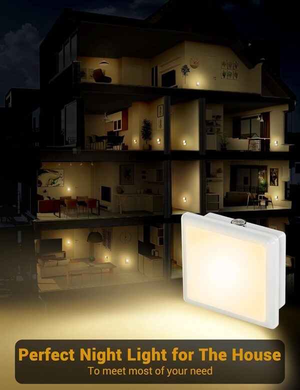 JandCase Night Lights Plug into Wall 2 Pack, Plug in Night Light with Dusk-to-Dawn Light Sensor, 3000K Soft White 0.3W, LED Nightlight for Bathroom, Adult, Hallway - Image 7