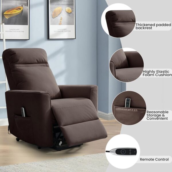 Small Power Lift Recliner Chair for Elderly with 3D Kneading Massage, Adjustable Electric Recliner for Seniors for Small Spaces, Reclining Massage Chair for Adults, Mattevelvet Fabric Sofa, Brown - Image 7