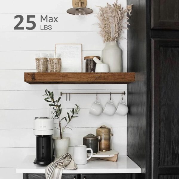 QEEIG Bathroom Floating Shelves for Wall - Shelf Over Toilet Small Wall Mounted Farmhouse Decor 16 inch Set of 2, Rustic Brown (008-40BN) - Image 4