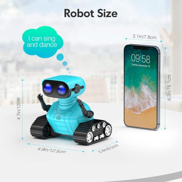 ALLCELE Robot Toys, Rechargeable RC Robots for Kids Boys, Remote Control Toy with Music and LED Eyes, Gift for Children Age 3 Years and Up - Blue - Image 6