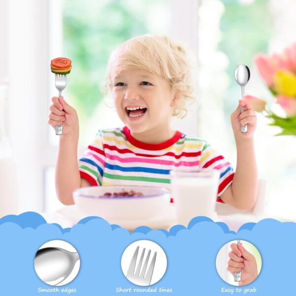 10-Piece Toddler Flatware, Kids Utensils Stainless Steel Cutlery Set, Children Safe Spoons and Forks with Ergonomic Handle, Easy to use and Dishwasher Safe (Crocodile and Bear) - Image 6