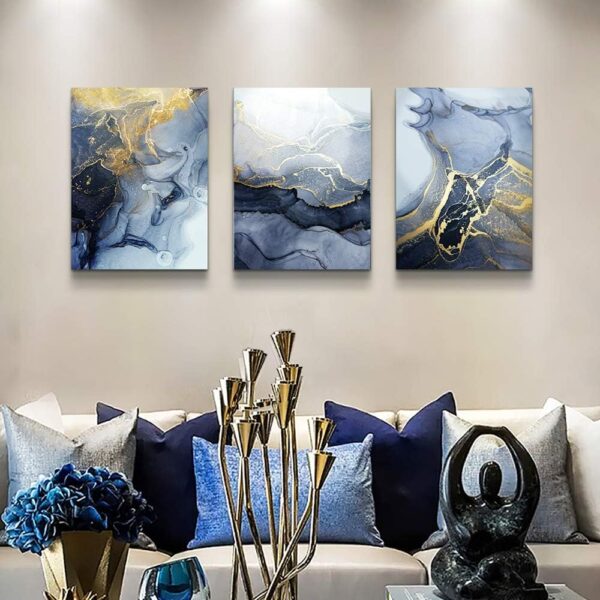 DZRWUBHS Abstract Wall Decor for Living Room Bedroom Wall Art Abstract Ink Wall Painting Wall Artworks Hang Pictures for Office Decoration 3 Panels Bathroom Home Decor Posters 12x16 inch 3 Piece - Image 4
