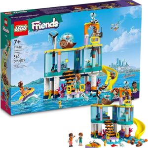 LEGO Friends Sea Rescue Center 41736 Building Toy for Ages 7+, with 3 Mini-Dolls, 2 Otters, a Seahorse, Turtle and Water Scooter, a Great Birthday Gift for Pretend Ocean Rescue Play