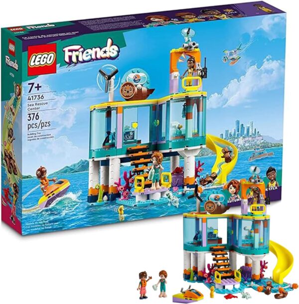 LEGO Friends Sea Rescue Center 41736 Building Toy for Ages 7+, with 3 Mini-Dolls, 2 Otters, a Seahorse, Turtle and Water Scooter, a Great Birthday Gift for Pretend Ocean Rescue Play