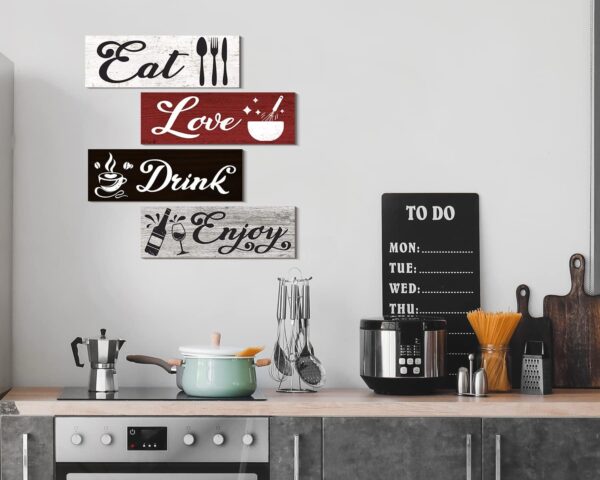 COLOR VALLEY ART - Red Kitchen Decor Accessories, Wall Art Red and Black, Eat Drink Love Wooden Signs for Dining Room (Classic Color) - Image 5