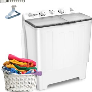 Portable Twin Tub Washing Machine, Buy 1(washer) Get 1(Dry Rack) Free! 20lbs Washer Mini Compact Laundry Machine and 12lbs Spinner, Semi-automatic Washer Combo for Dorms, Apartment(32lbs)