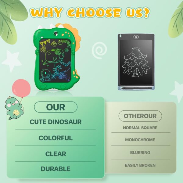 Kizmyee LCD Writing Tablet for Kids,Toddler Toys for 3 4 5 6 Year Old Boys Girls, 8.5 inch Kids Toys Doodle Board, Dinosaur Toys Drawing Tablet - Image 6