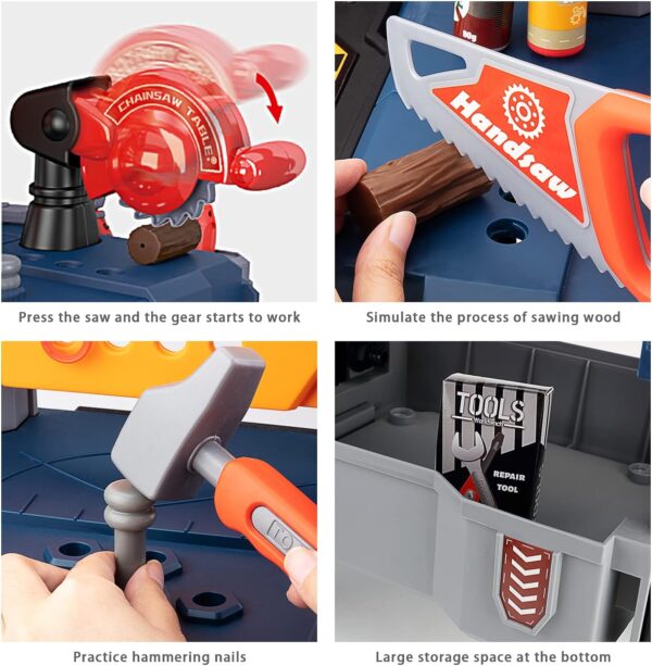 Deejoy Kids Tool Bench, Realistic and Electric Drill, Transformable Tool Set, Toddler Bench Pretend Play Learning Gift for Boys & Girls Age 3-5 - Image 2