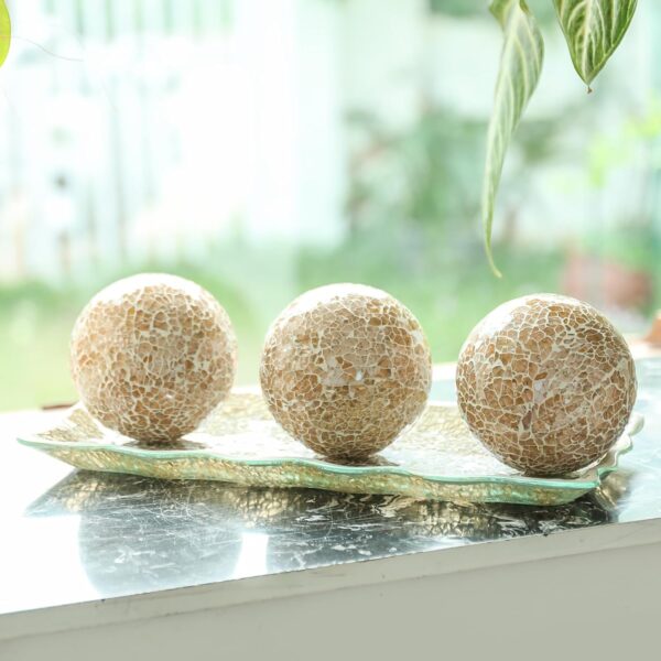 VCUTEKA Decorative Balls and Glass Bowl, 4 Inch Mosaic Sphere Balls Centerpiece Balls for Coffee Table, Home Decor, Wedding Party Decor, Blue - Image 5