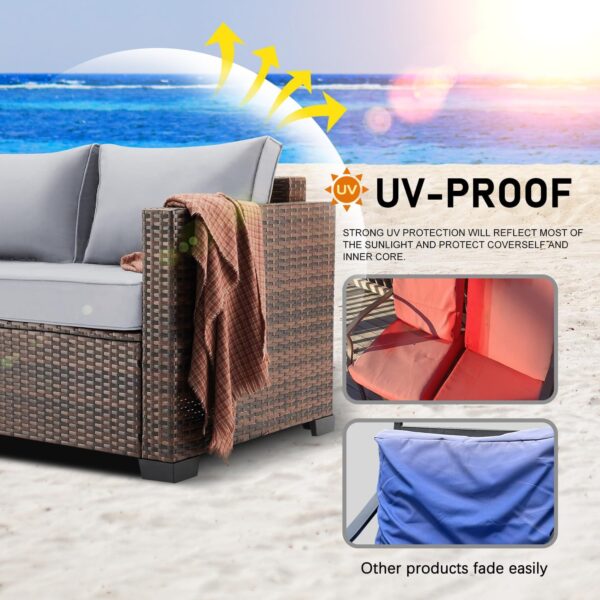 ClawsCover 6Pack Outdoor Patio Seat and Back Cushions Replacement Covers Fit for 3-Seater Wicker Rattan Furniture Conversation Set Sectional Couch,Gray-Included Covers Only - Image 5
