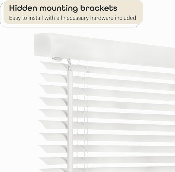 Cordless Light Filtering Mini Blind - 23 Inch Width, 42 Inch Length, 1" Slat Size - Pearl White - Cordless GII Morningstar Horizontal Windows Blinds for Interior by Achim Home Decor - Image 3