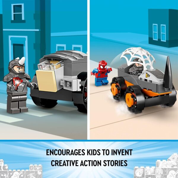 LEGO Marvel Hulk vs. Rhino Monster Truck Showdown, Toy for Kids, Boys & Girls Ages 4 and Up with Spider-Man Minifigure, Inspired by The Spidey and His Amazing Friends Series, 10782 - Image 4