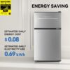 3.2 Cu.Ft. Mini Fridge with Freezer 2 Door Refrigerator and Freezer Small Fridge for Bedroom Home Office Dorm, Small Drink Chiller, 37 dB Low Noise, Stainless Steel - Image 4